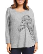 Karen Kane Plus Zebra-print Brushed Sweater