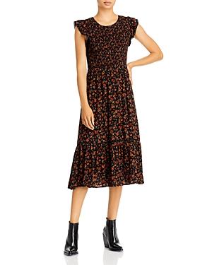 Lost And Wander Claire Smocked Floral Midi Dress