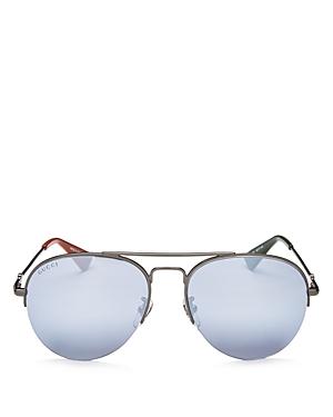 Gucci Mirrored Brow Bar Aviator Sunglasses, 56mm