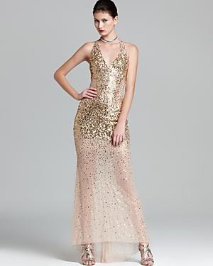 Basix Gown - V Neck Sequin Mesh