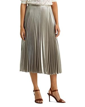 Lauren Ralph Lauren Pleated Metallic Lame Skirt