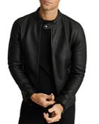 Reiss Slim Fit Leather Racer Jacket