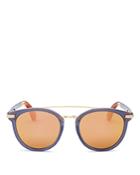 Toms Harlan Mirrored Brow Bar Round Sunglasses, 51mm