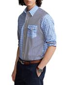 Polo Ralph Lauren Cotton Stretch Poplin Stripe Check Color Blocked Slim Fit Button Down Shirt