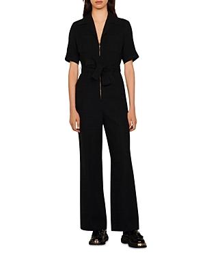Sandro Nora Belted Zip Front Jumpsuit