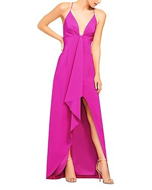 Aidan By Aidan Mattox Draped Crepe Column Gown