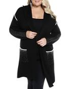Belldini Plus Hooded Embellished Duster Cardigan
