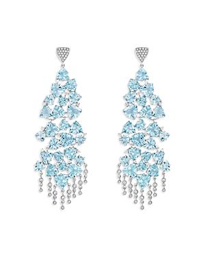 Hueb 18k White Gold Mirage Aquamarine & Diamond Chandelier Drop Earrings