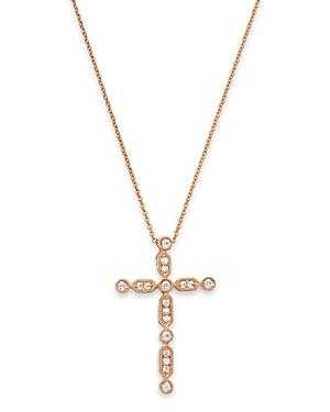 Bloomingdale's Diamond Cross Pendant Necklace In 14k Rose Gold, 0.15 Ct. T.w. - 100% Exclusive