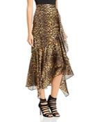 The Kooples Silk Leopard Print Midi Skirt