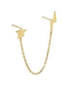 Adinas Jewels Star & Lightning Bolt Chained Double Stud Earring