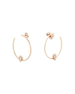 Nouvel Heritage 18k Rose Gold Mystic Motif Hoop Earrings With Diamonds