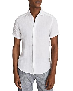 Reiss Holiday Linen Short Sleeve Regular Fit Button Down Shirt