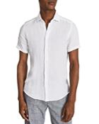 Reiss Holiday Linen Short Sleeve Regular Fit Button Down Shirt