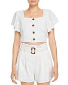 Charlie Holiday Bayview Button-front Cropped Top
