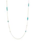David Yurman Rio Rondelle Long Station Necklace With Turquoise In 18k Gold