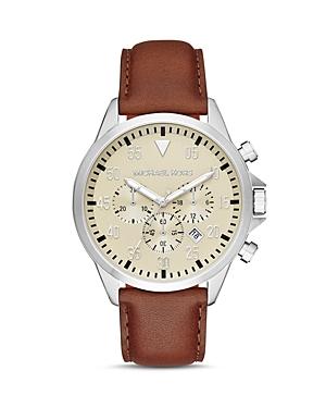 Michael Kors Gage Chronograph Leather Watch, 45mm