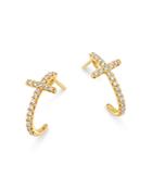 Bloomingdale's Diamond Cross Hoop Earrings In 14k Yellow Gold - 100% Exclusive