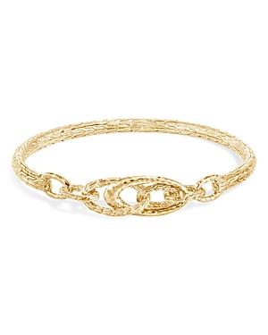 John Hardy 18k Yellow Gold Classic Chain Interlocking Hammered Loop Bangle Bracelet