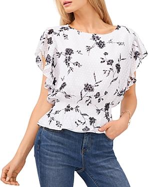 Vince Camuto Sketched Floral Peplum Top