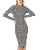 Karen Millen Chevron-pattern Midi Pencil Dress