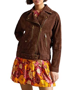 Ted Baker Tiffniy Oversized Suede Biker Jacket