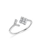 Kc Designs Diamond Round And Baguette Open Band In 14k White Gold, .30 Ct. T.w.
