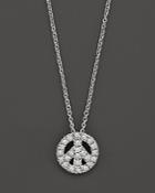 Roberto Coin 18k White Gold And Diamond Peace Sign Necklace, 16