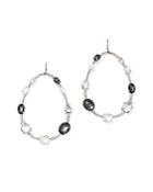 Ippolita Sterling Silver Rock Candy Mother-of-pearl Doublet, Hematite Doublet And Clear Quartz Large Open Drop Earrings In Piazza