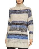Bcbgmaxazria Striped Mock-neck Tunic Sweater