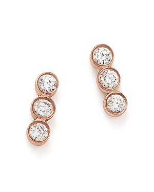 Zoe Chicco 14k Rose Gold Triple Diamond Bezel Stud Earrings