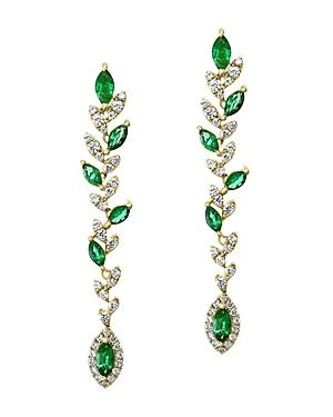 Bloomingdale's Marquise Emerald & Diamond Drop Earrings In 14k Yellow Gold - 100% Exclusive