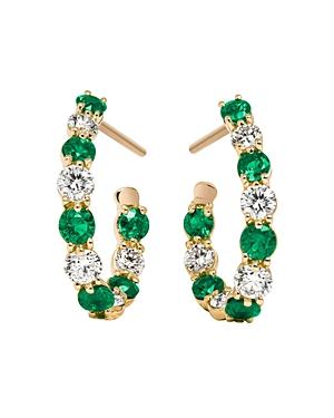 Gumuchian 18k Yellow Gold New Moon Diamond & Emerald Hoop Earrings