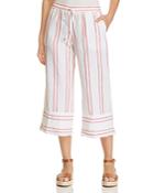 Tommy Bahama Marcella Embroidered-stripe Cropped Linen Pants