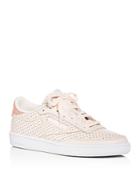 Reebok Women's Club C Popped Perforated Leather Lace Up Sneakers