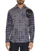 Robert Graham Limited Edition Blues Heaven Embellished Patchwork Jacquard Classic Fit Shirt