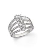 Diamond Multi-row Cluster Ring In 14k White Gold, 1.0 Ct. T.w. - 100% Exclusive