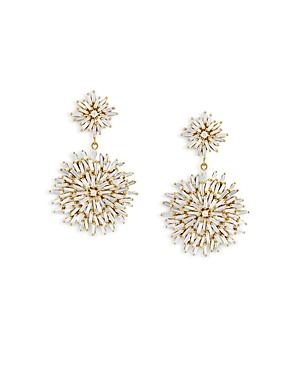 Suzanne Kalan 18k Yellow Gold Fireworks Diamond Baguette & Round Cluster Drop Earrings