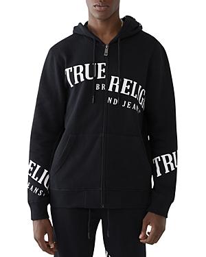True Religion Cotton Blend Zip Logo Hoodie