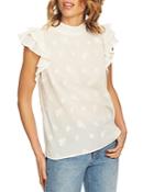 1.state Embroidered Flutter-sleeve Top