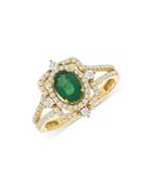 Bloomingdale's Emerald & Diamond Art Deco Ring In 14k Yellow Gold - 100% Exclusive