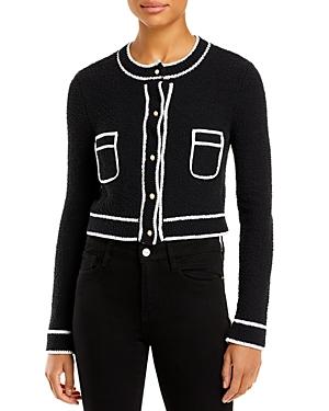 Alice And Olivia Rhoda Contrast Trim Cardigan