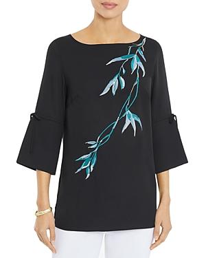 Misook Embroidered Bell Sleeve Tunic