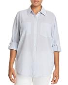 Michael Michael Kors Plus Striped Gauze Button-down Shirt