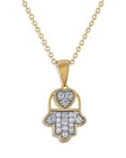 Bloomingdale's Diamond Hamsa & Heart Pendant Necklace In 14k Yellow Gold, 0.16 Ct. T.w. - 100% Exclusive