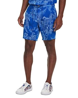 Robert Graham Deep Six Tropical Floral Sketch Print Classic Fit Drawstring Beach To Bar Shorts