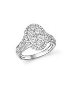 Bloomingdale's Diamond Oval Cluster Engagement Ring In 14k White Gold, 1.0 Ct. T.w.