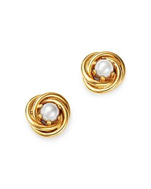 Bloomingdale's Cultured Freshwater Pearl Knot Earrings In 14k Yellow Gold, 3mm - 100% Exclusive