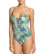 Red Carter Palm Party Lace Up One Piece Swimsuit