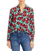 Alice And Olivia Eloise Button Down Silk Blouse